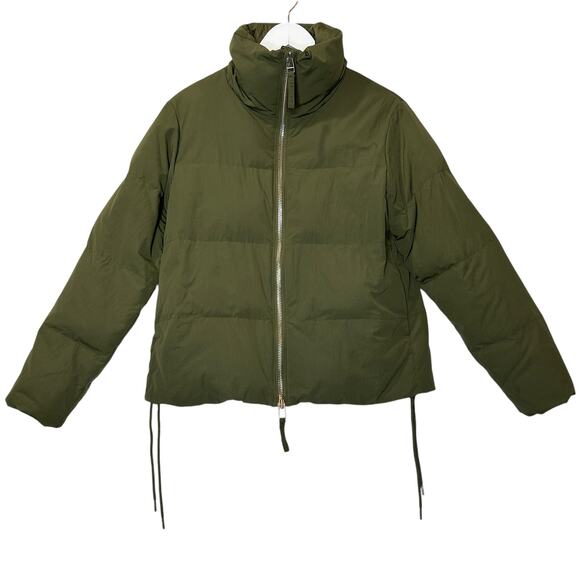 Everlane Puffer Down Filled Bomber Coat Green Women XS Pockets - Picture 2 of 14